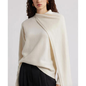 NEW, Nordstrom Signature Scarf Collar Wool & Cashmere Sweater Size M #S7464